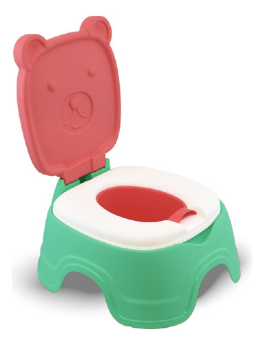 Pélela Infantil 3 En 1 Reductor Inodoro Diseño Osito Color Verde Claro Animales