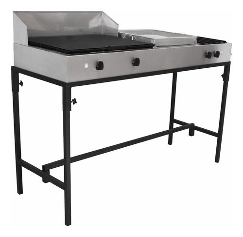 Charola Plancha para Tacos Comal Choricero y 2 Quemadores para el Hogar de Mindejal Color Acero Inoxidable
