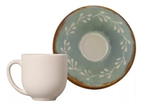 Jogo com 6 xícaras de café com 6 pires Coup Stoneware New Mediterrâneo 97 ml Porto Brasil