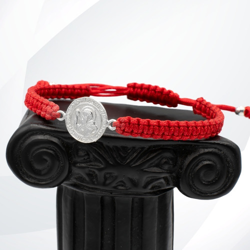 Imagen 2 de 5 de Pulsera Roja De Protección Niños San Benito Plata 925 | M8
