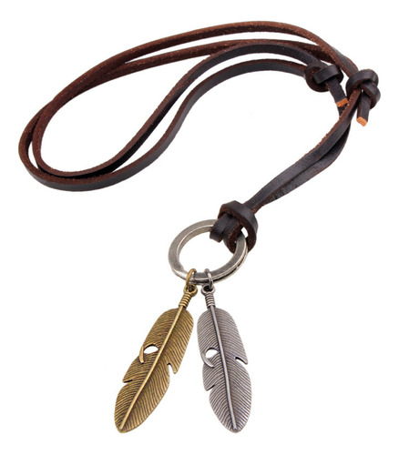 Collar Hombre /  De Cuero Colgante De Pluma Para Hombres