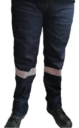 Pantalon Jean Reflectivo Dotacion Indigo Clasico Rigido