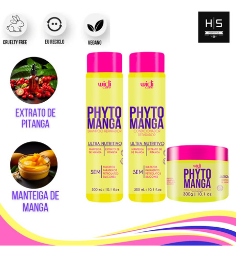 Kit Shampoo Condicionador E Máscara 300g Phytomanga Widicare
