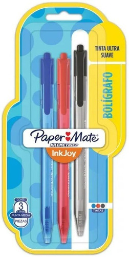 Bolígrafos Paper Mate Kilométrico 3 Piezas Azul Rojo Negro