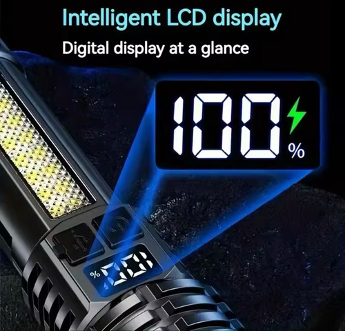 Linterna Led Heinast 10000lm Recargable Ultrapotente / Zoom Blanca Negro