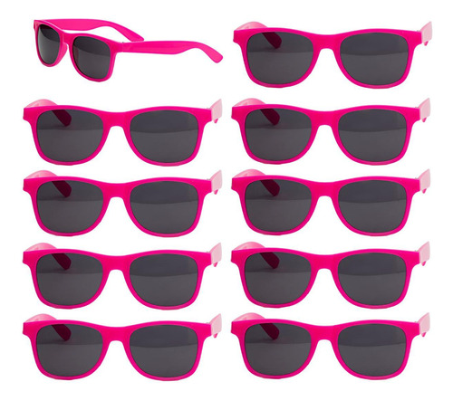 Kit 10 Óculos Rosa Neon Festas Eventos Despedidas Uv 400