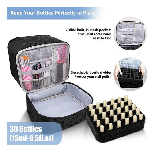 A Bolsa De Manicure De Camada Dupla Nail Organizer Com Alça