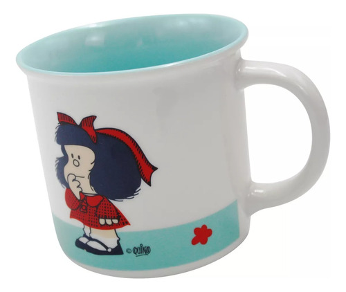 Taza Grande Para Cafe Diseño Mafalda Frases Porcelana 350 Ml Color Aqua