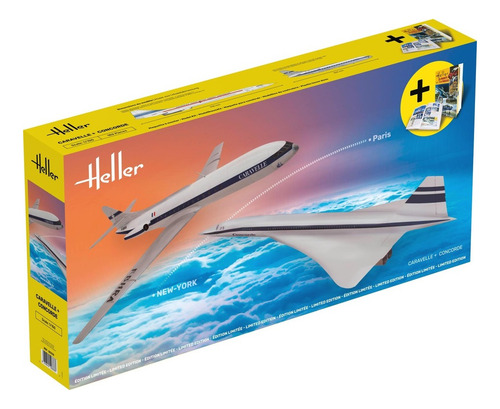 Kit Heller 2 Aviões Caravelle + Concorde 1/100 182 Pçs 50333