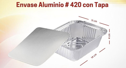 Envases Bandejas De Aluminio 420 Con Tapas Anime Por Bulto 