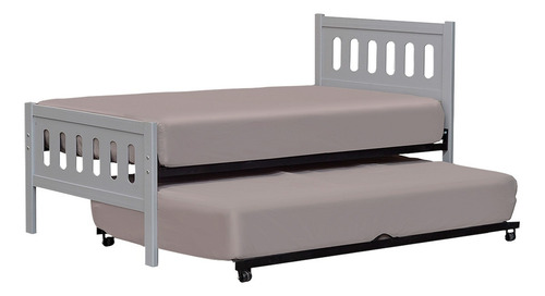 Cama Doble Individual Cherokee | Cama Deslizable Con Ruedas Color Gris