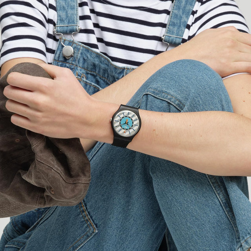 Relógio Casual Unissex Swatch Quartzo Biocerâmico Preto Bom