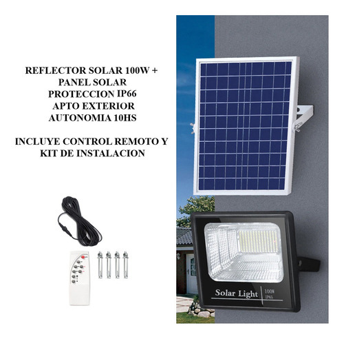 Reflector Led 100w Solar Recargable + Panel + Control