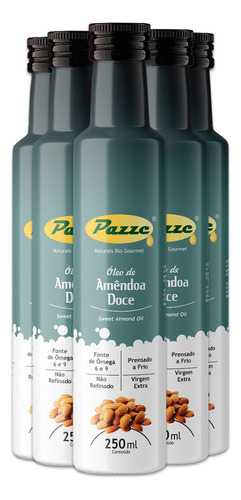 Kit 5 Óleo De Amêndoa Doce Extra Virgem Pazze 250ml