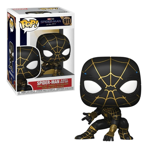 Traje Boneco Heroes Marvel Spiderman negro y dorado Funko Pop