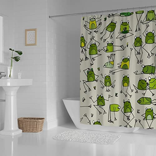 C Cortina De Ducha De Baño Con Diseño De Ranas Divertidas