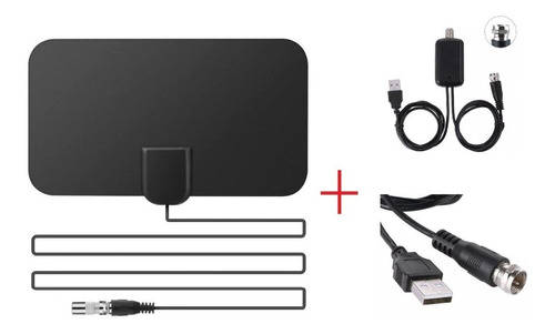 Kit Completo Antena Hd Tv Digital Interior Exterior Plana