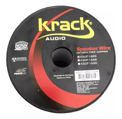 Rollo De 100mts De Cable Krack Polarizado 2x16 P/ Bocina 