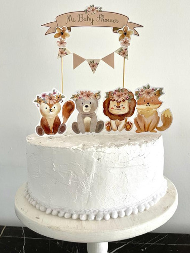 Adorno Topper - Deco Torta Banderin Baby Shower Animales