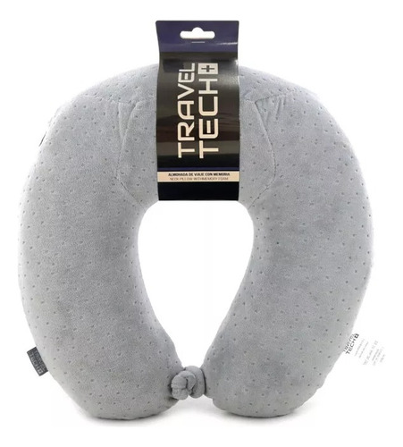 Almohada De Viaje Cervical Travel Tech Con Memoria Gris Liso