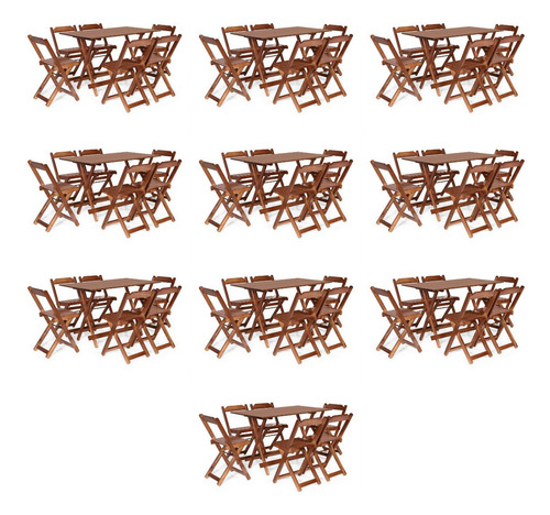 Kit 10 Jogos De Mesa Bar 1.20x70 Com 6 Cad. Dobráveis Em Mad Cor Imbuia