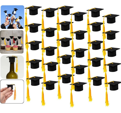 30 Minisombreros De Graduación Para Decoraciones De Graduaci