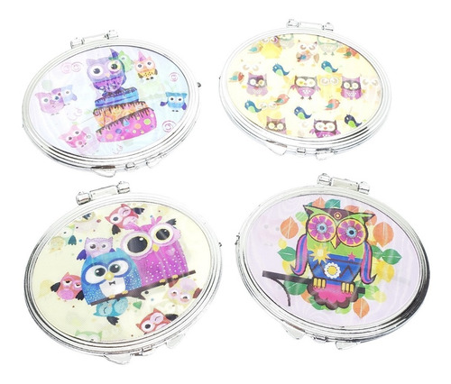 Espejo Holográfico X 25 Buho Cartera Spa Souvenirs Doble