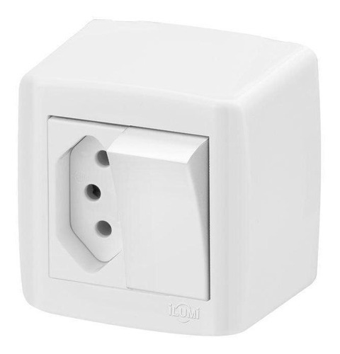 Conj 1 Interruptor Simples + 1 Tomada 10a - Ilumi Slim Box