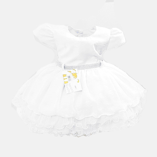 Vestido Infantil Menina Bebê Branco Batizado Strass P Ao G 