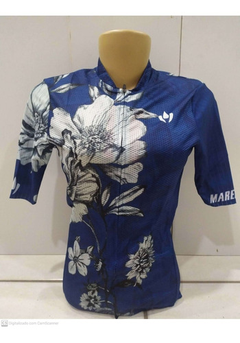 Camisa Ciclismo Laser Floral Azul Marelli