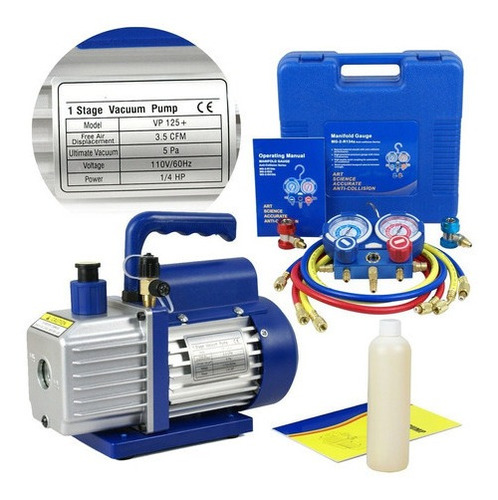 Combo Bomba Vacio 3,5 Cfm 1/4hp + Set Manometro A/c R134a