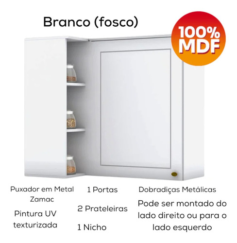 Armário Aéreo De Canto Reto Com 1 Porta Americana Ei