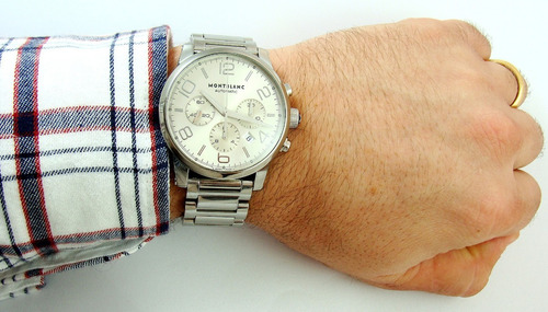 Imponente Montblanc Timewalker Auto Crono 43 Mm Aço-aço!