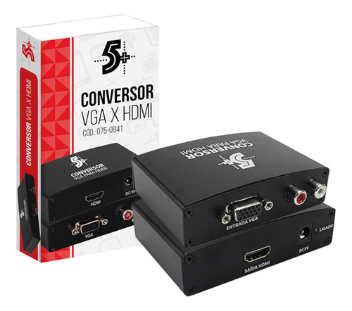 Conversor Vga Para Hdmi 5+ 075-0841 - Preto