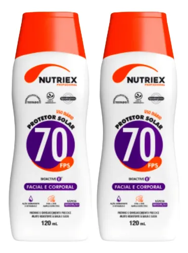 Kit 2 Protetor Bloqueador Solar Fps 70 120ml Corporal Facial