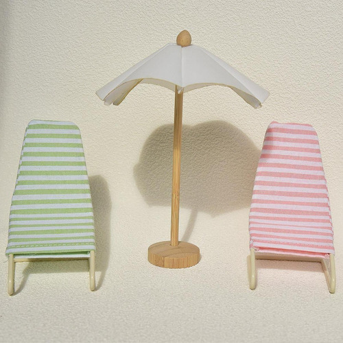 3x 1:12 A Escala Silla De Muñeca Playa Y Verde Rosado