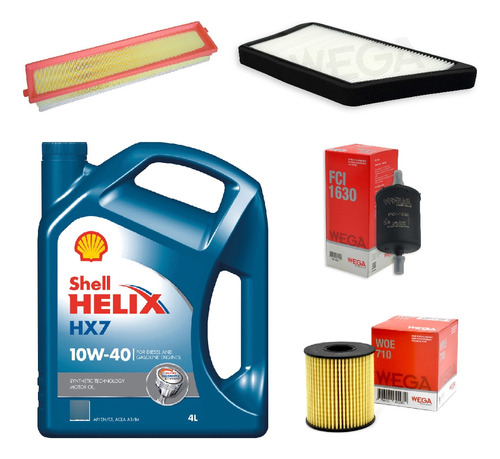 Kit 4 Filtros + 4l Aceite Shell 10w40 Peugeot 207 Compac 1,6