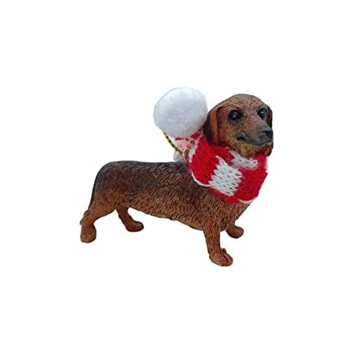 Adorno Árbol De Navidad Perro Dachshund Red Tan Wiener