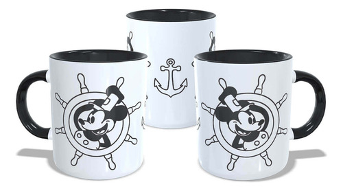 Caneca Mickey Steamboat Willie Cor Preto