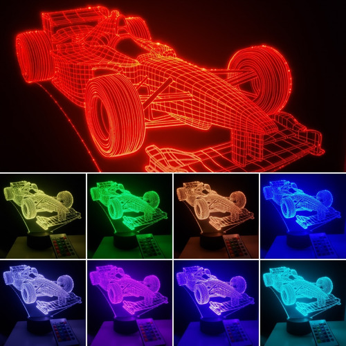 Imagen 1 de 8 de Lampara Led 3d Con Control Carro De Carreras
