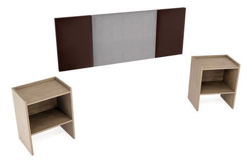 Cabecera Uchi Empotrable King Size - Cabecera + 2 Buros Color Gris oscuro