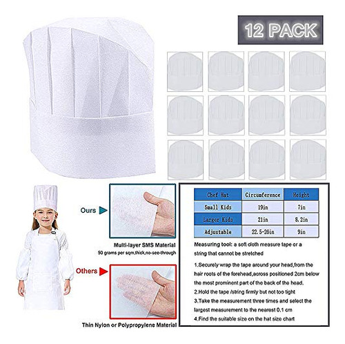 Aivs - 24 Delantales De Tela Para Niños Y Gorros De Chef Par