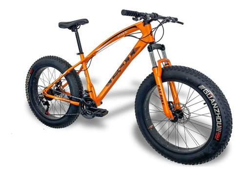 Bicicleta  fat bike Fat Sports Fat Bike aro 24 21v freios de disco mecânico cor laranja com descanso lateral