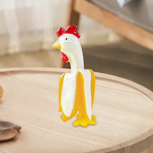 Figuritas De Resina De Gallo 3.7x4x7.15cm Blanco Amarillo
