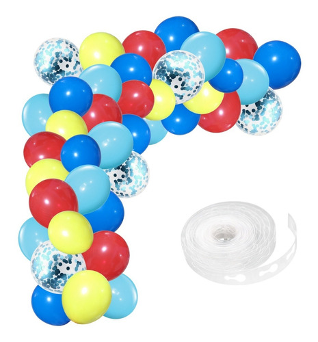 Arco Decorativo 35 Globos Azul + Cinta + Confetti Cumple