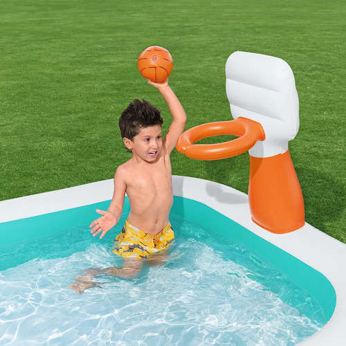Piscina Infantil Inflable Con Canasta De Basketball Color Agua