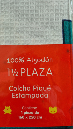 Cubrecama Pique Infantil Tractores Verano 1p1/2 Azul Tractores (Usado)