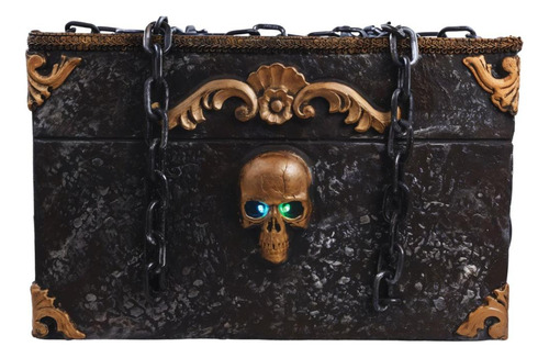 Enfeite Halloween Baú Pirata Acorrentado Assombraco Que Mexe