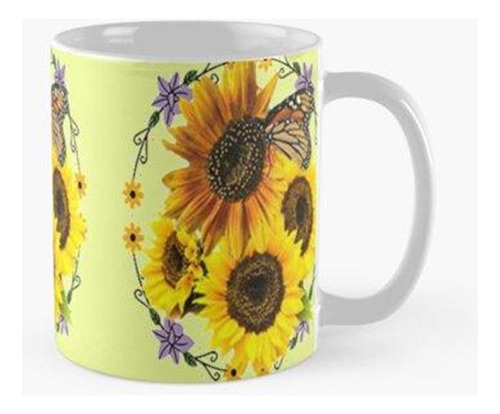 Taza X4 Círculo De Girasoles, Flor De Babero De Girasol, Lin