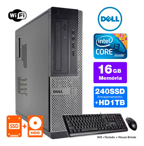 Imagem 1 de 5 de Cpu Completo Dell Optiplex Int I3 2g 16gb Ssd240+1tb Brinde